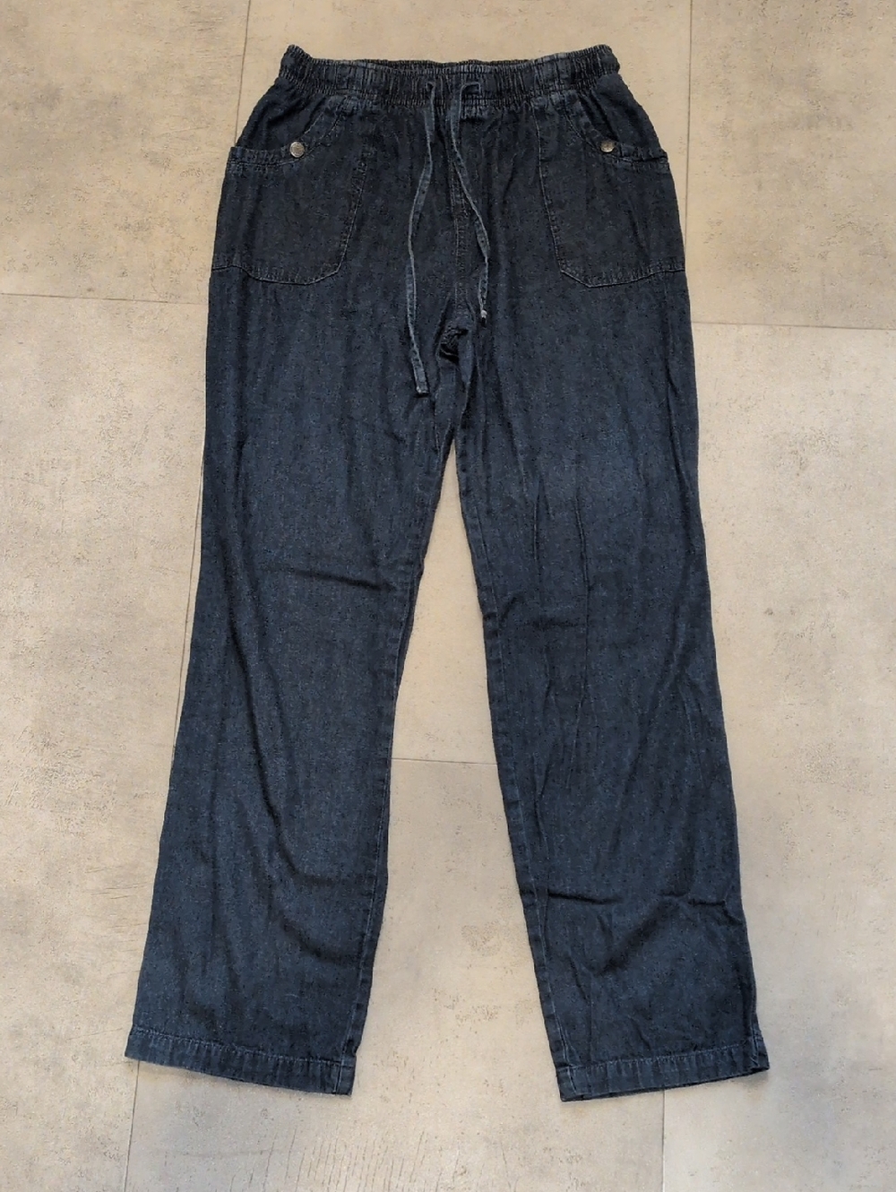 Erika Women's Relaxed Drawstring Trouser Pants - Dark Blue